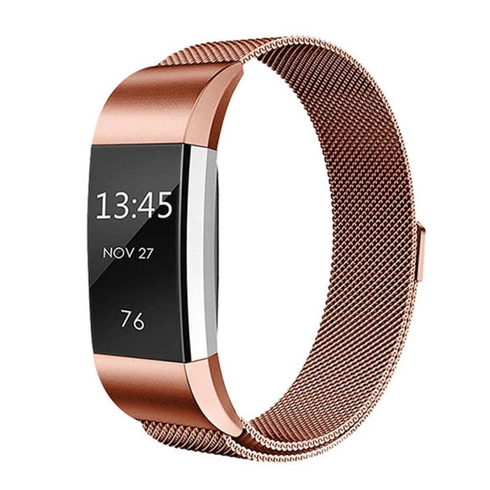 Aquarius Milanese Replacement Strap Band for Fitbit Charge2 - Rose Gold, High Quality