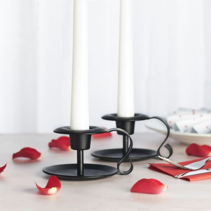 Retro Black Iron Candlestick Holders - Set of 2 | M&W