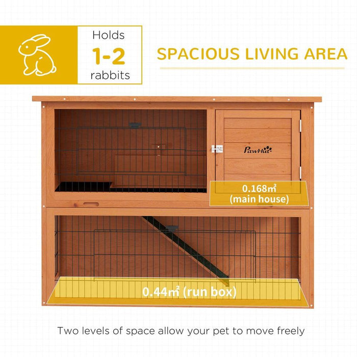 PawHut Wood Rabbit Hutch, Outdoor, 1-2 Rabbits - Orange