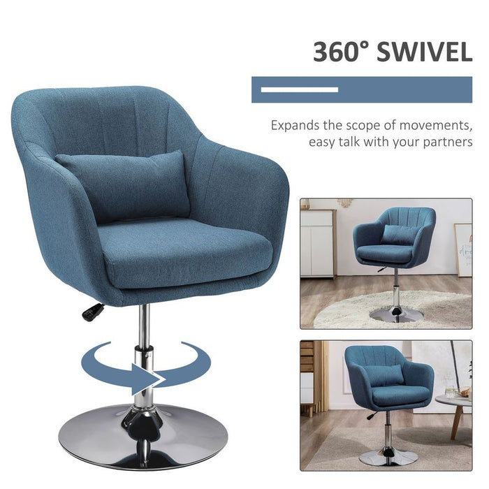 Premium HOMCOM Retro Swivel Tub Chair - Steel Frame - Blue - Cushion Seat - High Quality - Stylish Design