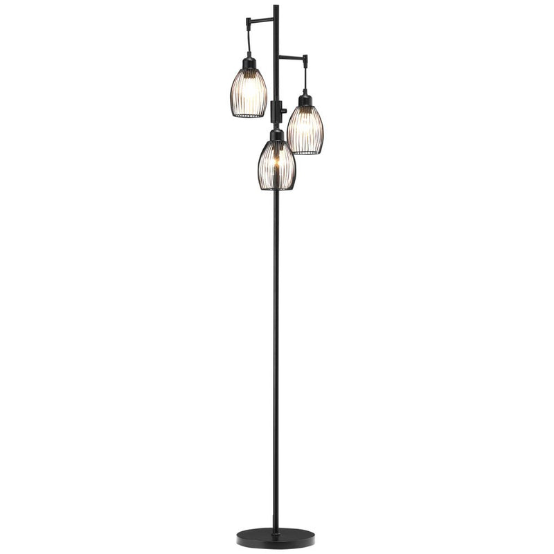 Industrial 3-Light Floor Lamp, Dimmable Black, 170cm