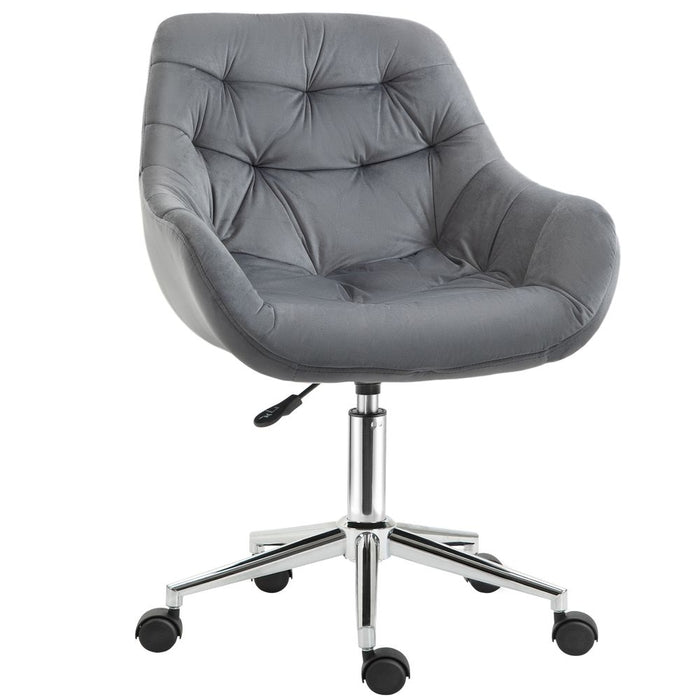 Premium Velvet Home Office Chair: Comfy Dark Grey Desk Chair with Adjustable Height Armrest - Best Quality