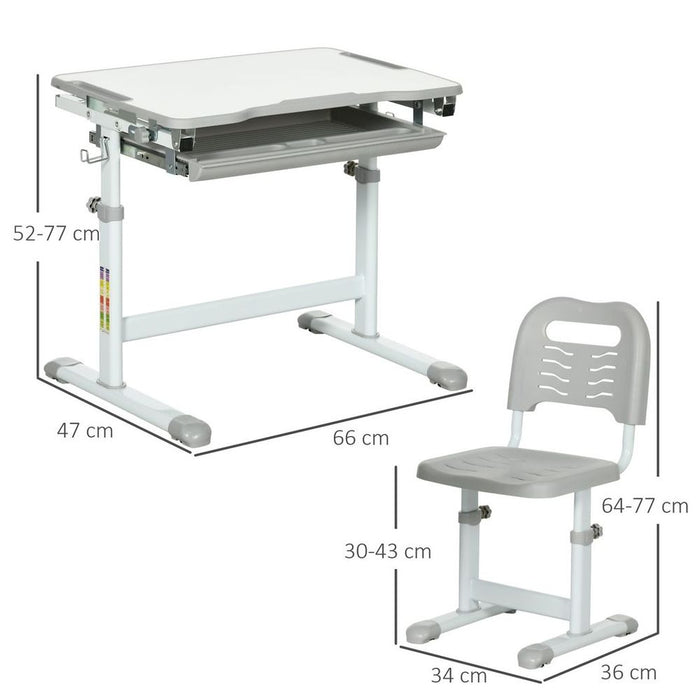 Premium Adjustable Tiltable Kids Desk & Chair Set w/ Drawer, Pen Slot, Hook - High Quality