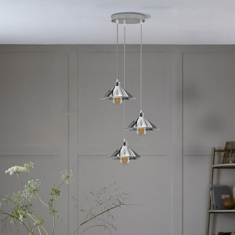 Vintage Industrial Pendant Light - 3 Head Round Base - High Quality - Rustic Charm - Easy Installation - Perfect for Any Room
