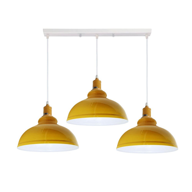 Industrial Vintage Loft Kitchen Bar 3 Lights Fittings Ceiling Curvy Metal E27