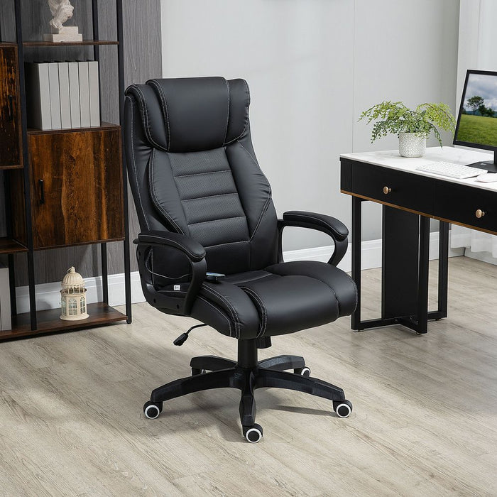 Premium Black Vinsetto Massage Office Chair - High Back, Vibration, 6 Points