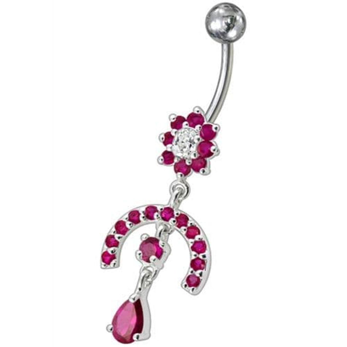 Fancy Studded Jeweled Dangling Navel Ring