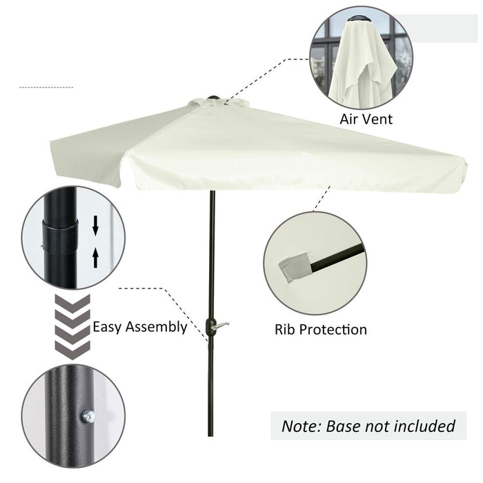 Premium 2.3m Half Round Sun Umbrella Metal w/ Crank - Off-White, Outdoor Patio Parasol