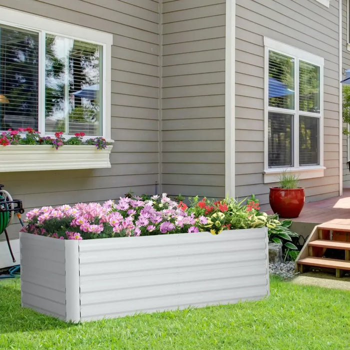 Galvanized Steel Outdoor Planters - Sturdy, Spacious, and Versatile - Ideal for Growing Plants, Vegetables, and More!