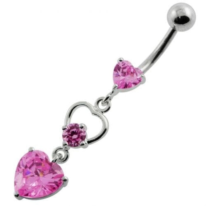 Jeweled Heart Cutout Navel Belly Piercing