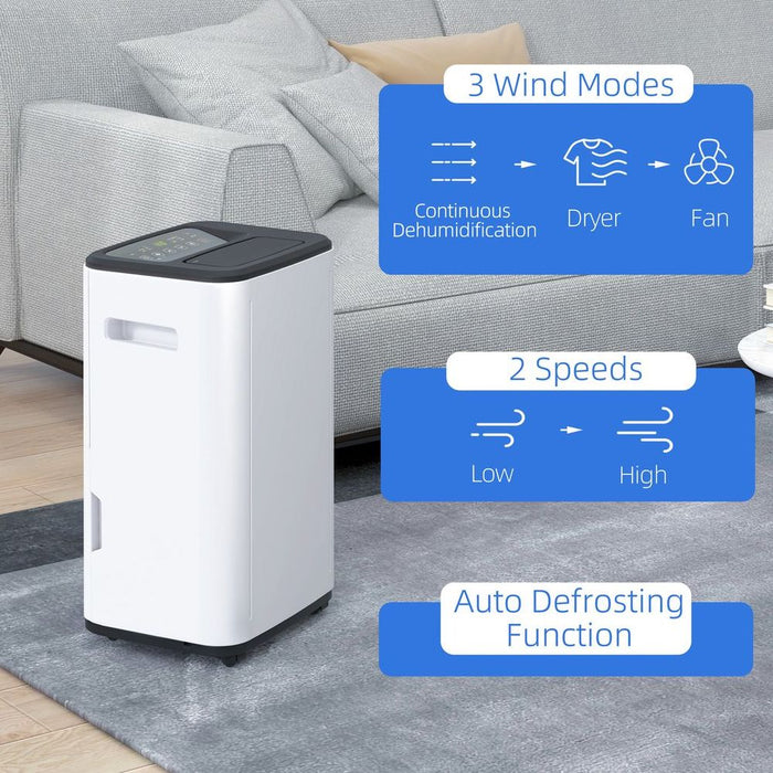 HOMCOM 20L/Day 6L Dehumidifier, Portable Quiet Air Dehumidifier for Laundry