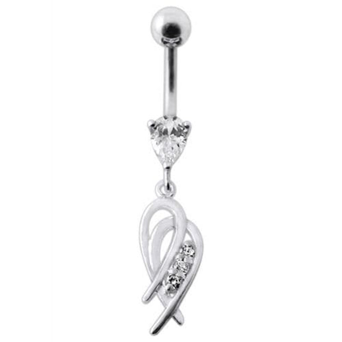 Fancy  Heart Design Dangling Navel Ring