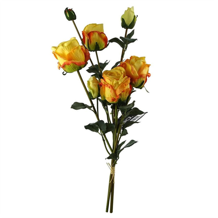 60cm Yellow Rose Artificial Flowers Spray - 4 Flowers 3 Buds