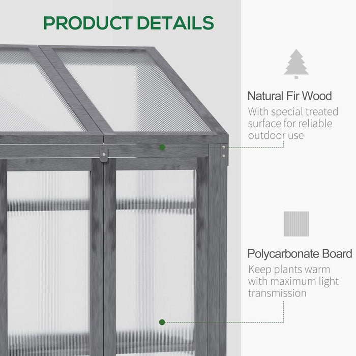 Wooden Greenhouse Cold Frame Grow House w/ Double Door for Flower Grey