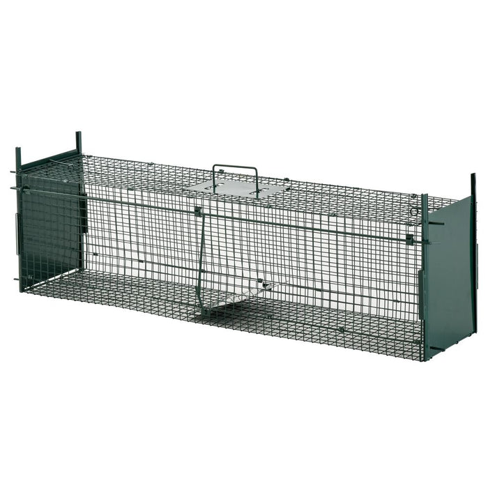 PawHut 2-Door Humane Live Cage Trap for Small Animal Easy Set, Dark Green