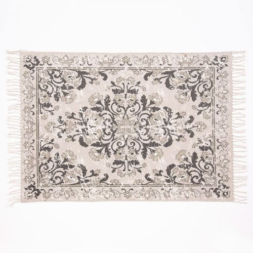 Kew Antique Printed 120x170cm Grey Rug with Tassel