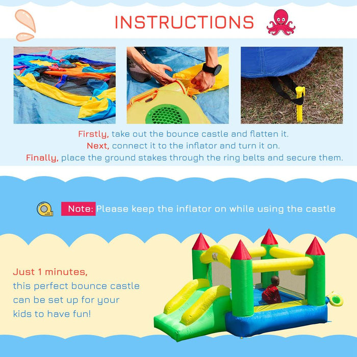 Premium Bouncy Castle with Slide - Durable Inflatable Jumper for Kids - HOMCOM