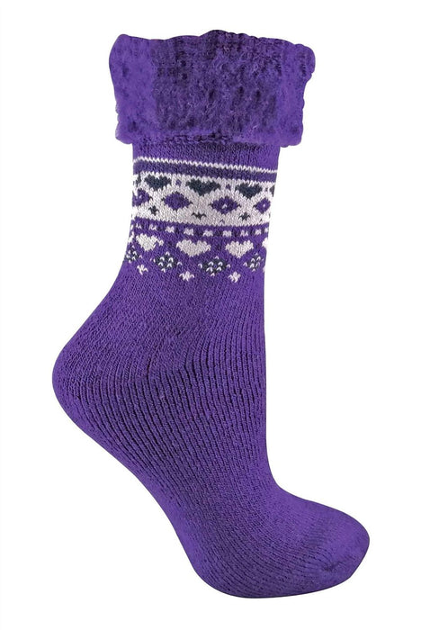 Ladies Turnover Top Wool Bed Socks