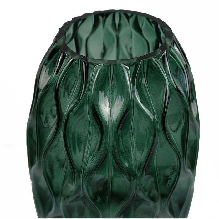 30cm Green Waves Glass Vase