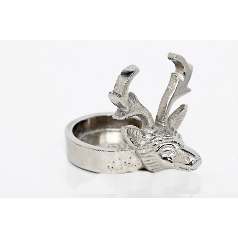 Premium Silver Stags Head Tealight Holder - High-Quality, Elegant Home Decor