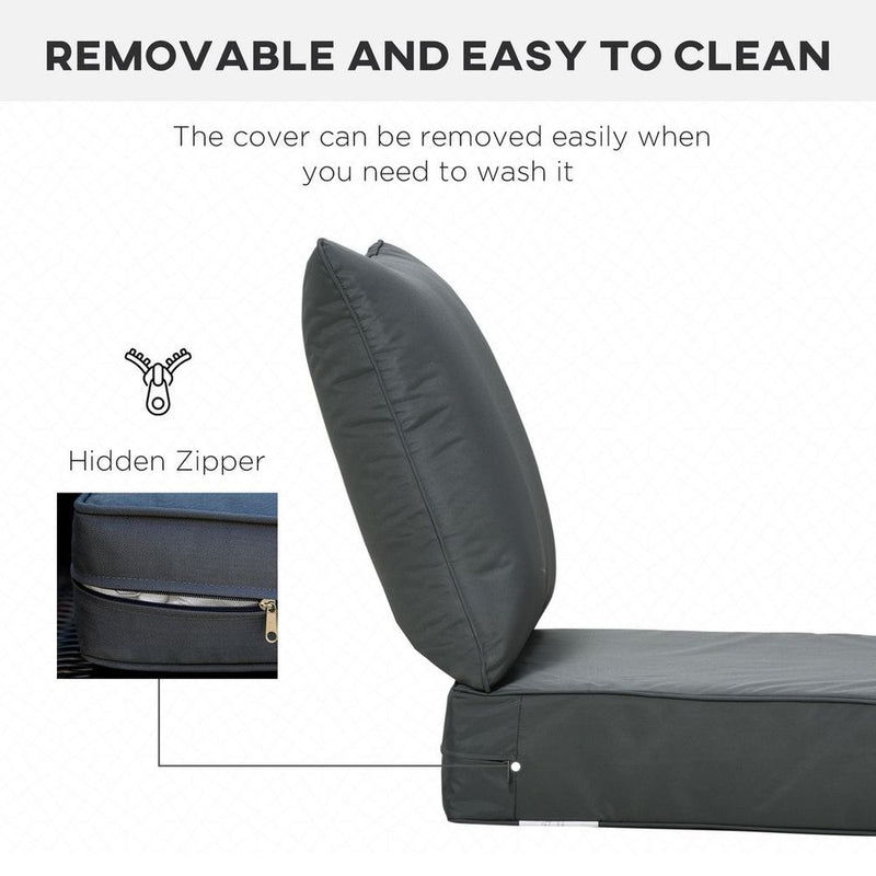 Outsunny Deep Seat Cushion Set - Grey, Removable/Washable Covers