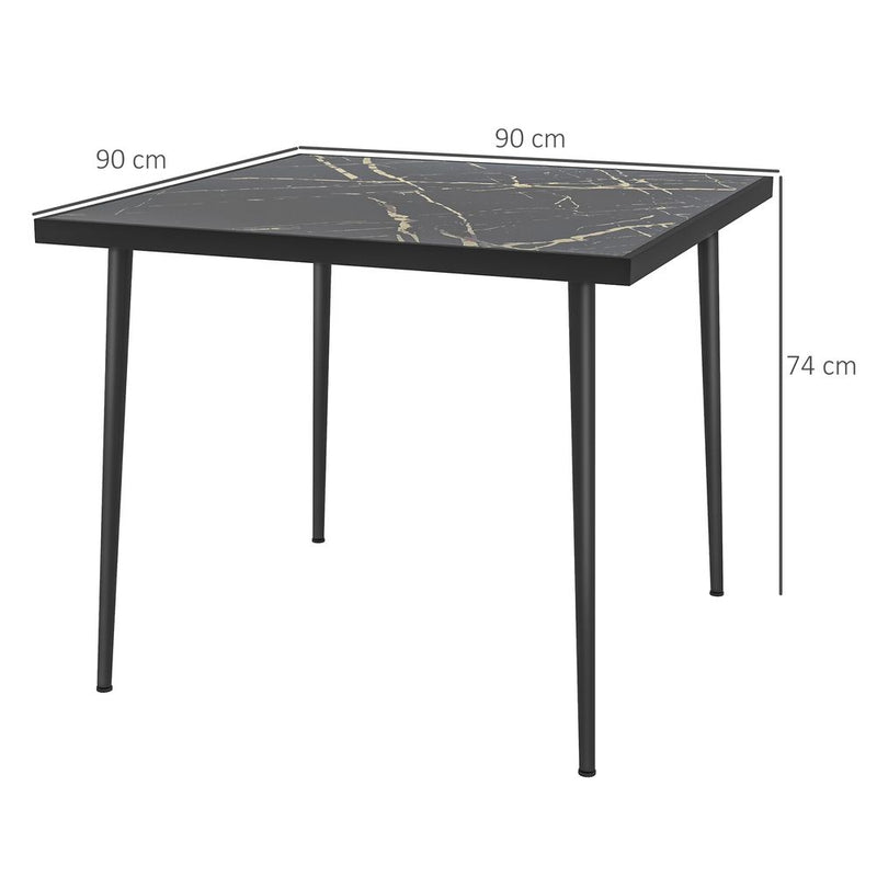 Premium Outsunny Outdoor Dining Table - Seats 4, Tempered Glass Top, Elegant Marble Effect - Black