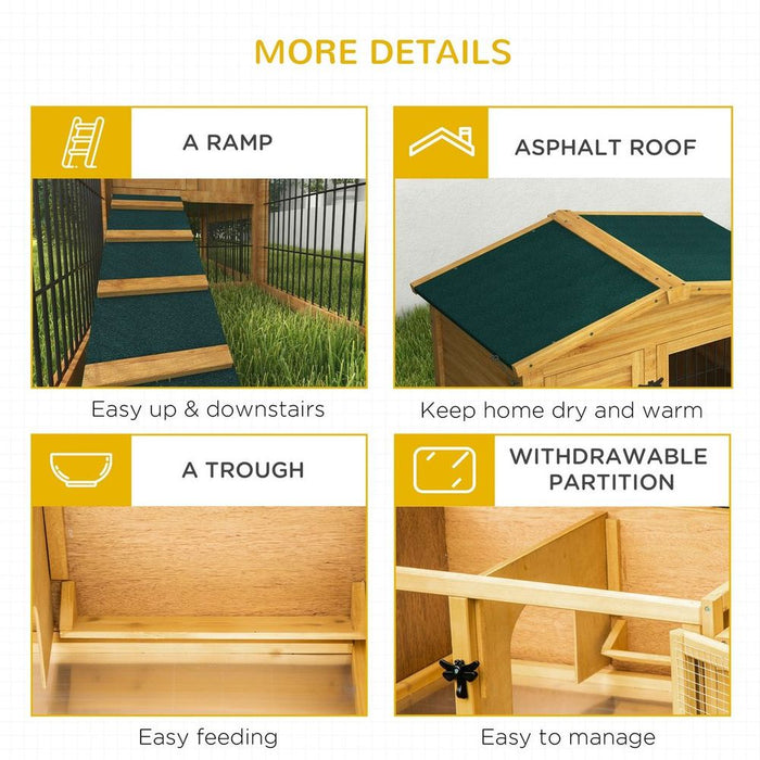 Pawhut Rabbit Hutch Pet House Outdoor Run Design w/ Water-Resistant Paint Ramp