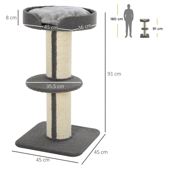 Premium 91cm Cat Tree - Activity Center with Scratching Post, Lamb Cashmere Perch - Top Quality!