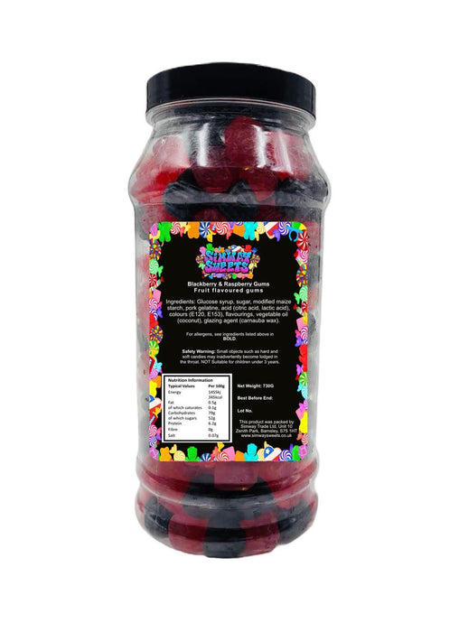 Premium Black & Raspberry Gums | Jelly Gummy Retro Sweets | Gift Jar