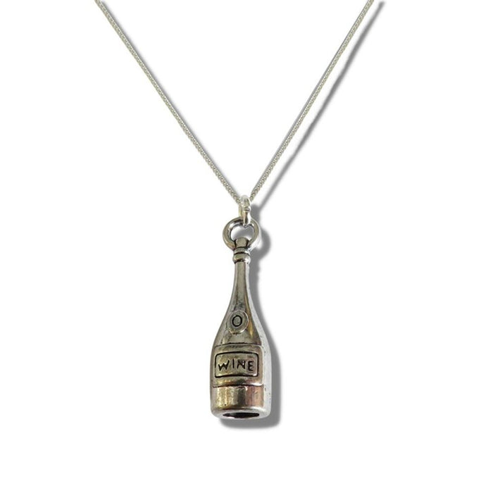 Elegant Wine Bottle Necklace – Stylish Silver Pendant