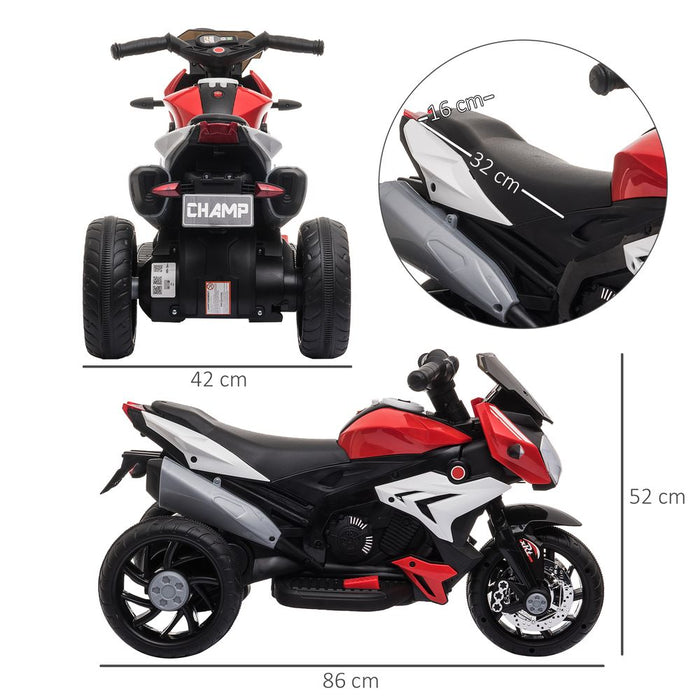 Premium Quality Kids Electric Motorcycle: Ride-On Toy, 6V Battery, Music, Horn, Lights, Red HOMCOM