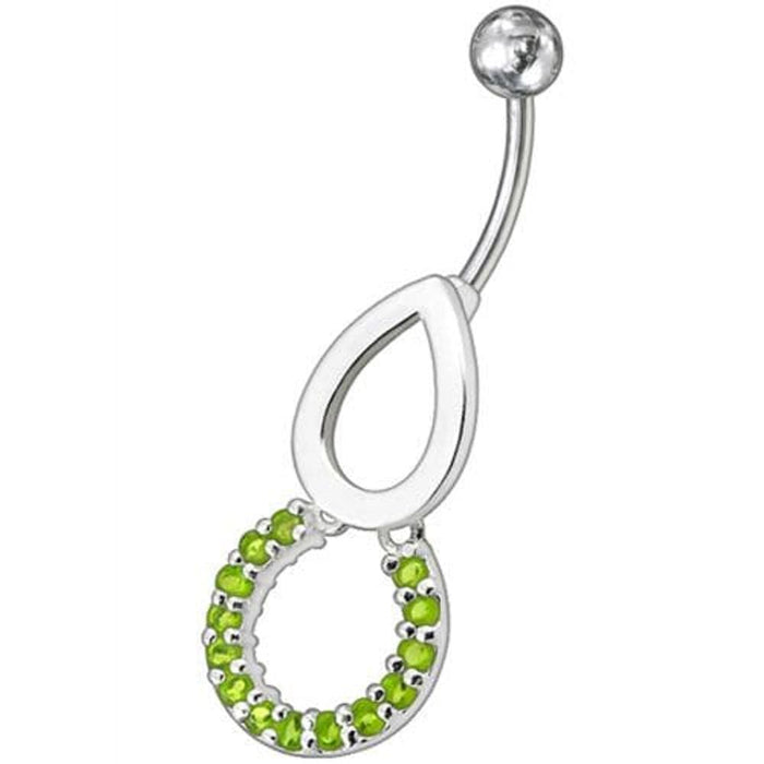 Pear Jeweled Fancy Round Dangling Belly Ring