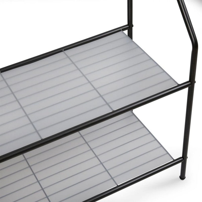 Clothes Rail Black With Two Shelves in Black Powder Coating