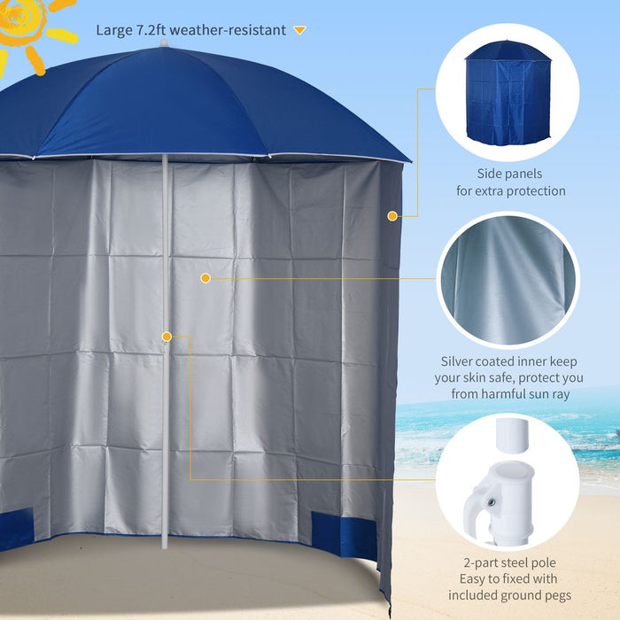 Outsunny Beach Fishing Umbrella - Portable & UV Protected (2.2M)