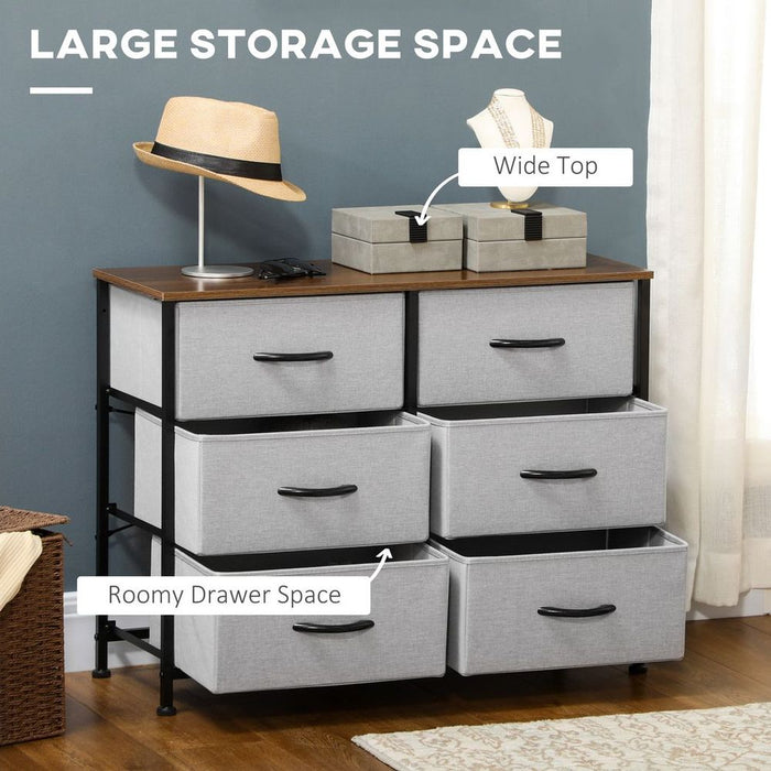 HOMCOM 6 Drawer Fabric Chest of Drawers - High Quality and Stylish Storage Solution for Home and Office