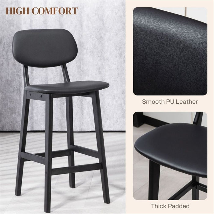 2x Bar Stools / Dining Chairs - Black 42W x 47D x 92Hcm