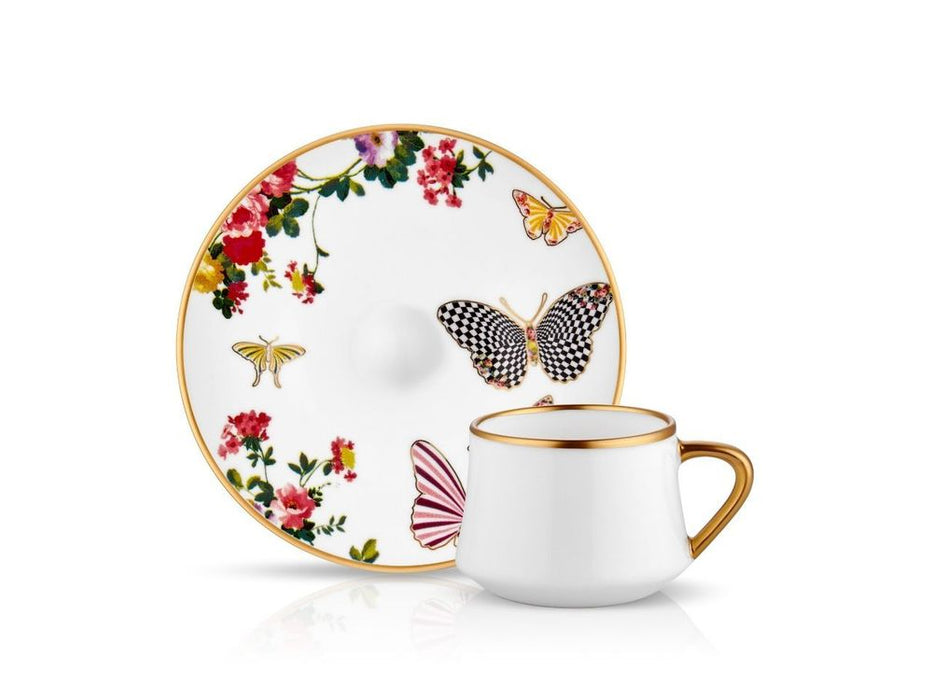 Sufi Coffee Cup and Saucer - Mariposa - 90 cc