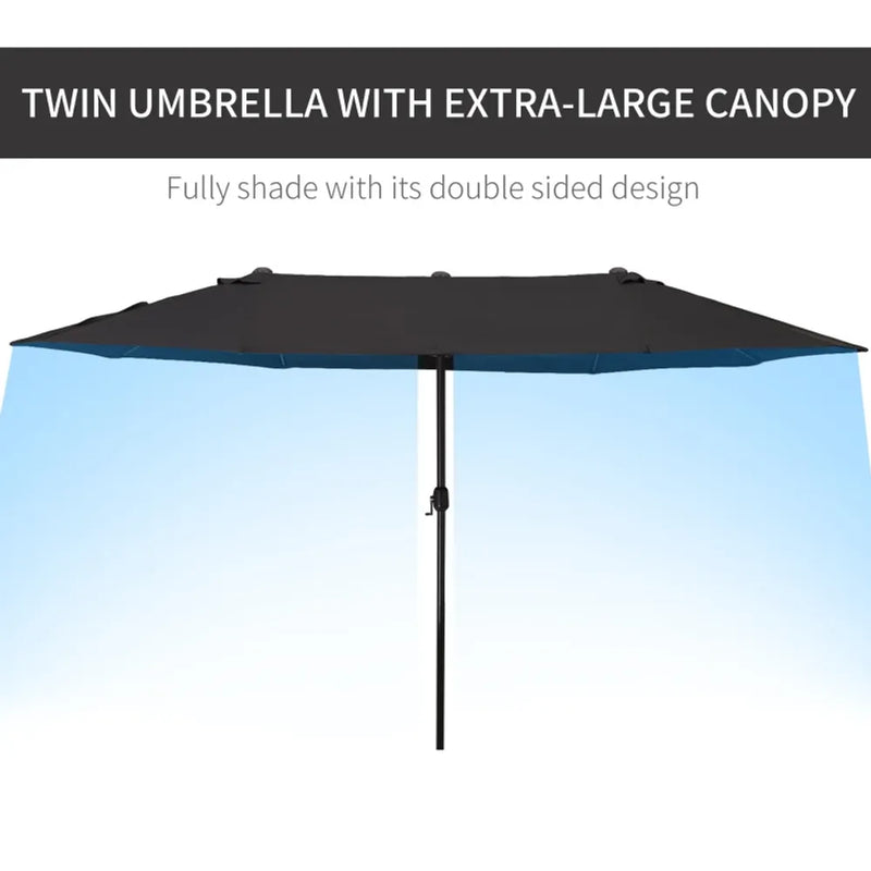 Outsunny 4.6M Garden Patio Umbrella Canopy Parasol Sun Shade Black - High Quality & Stylish Design