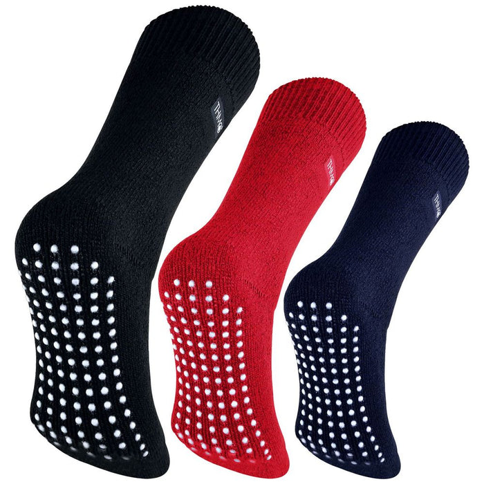 THMO Mens Slipper Socks - Warm, Cozy, Anti-slip Grip - Black/Navy - Size 6-11 UK 7-12 US 39-45 EU