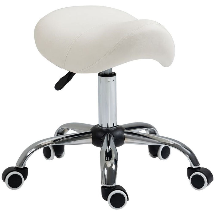 Saddle Stool Rolling Faux Leather Height Adjust Mobility Chair