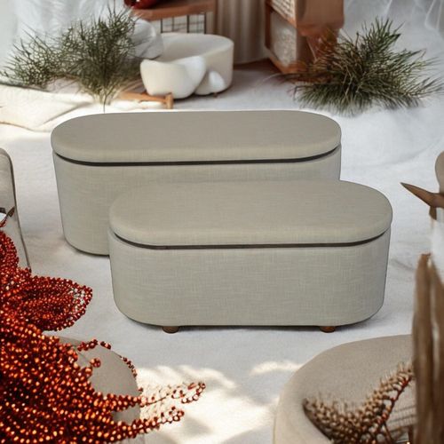 110/90CM SET 2 WOODEN OTTOMAN