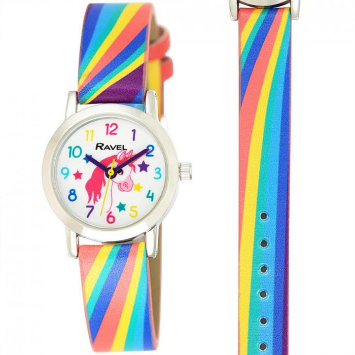 Childrens Unicorn Dial with Rainbows Strap Watch