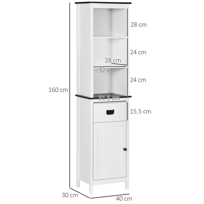 Premium Quality Freestanding Tall Bathroom Cabinet: Drawer, Adjustable Shelf, White