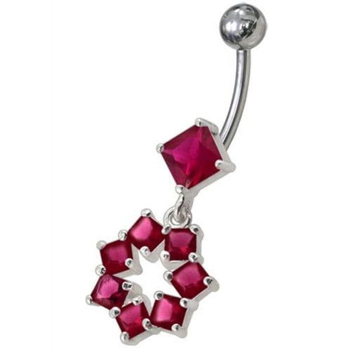 Fancy Dangling SS Banana Navel Belly Ring Body Jewelry