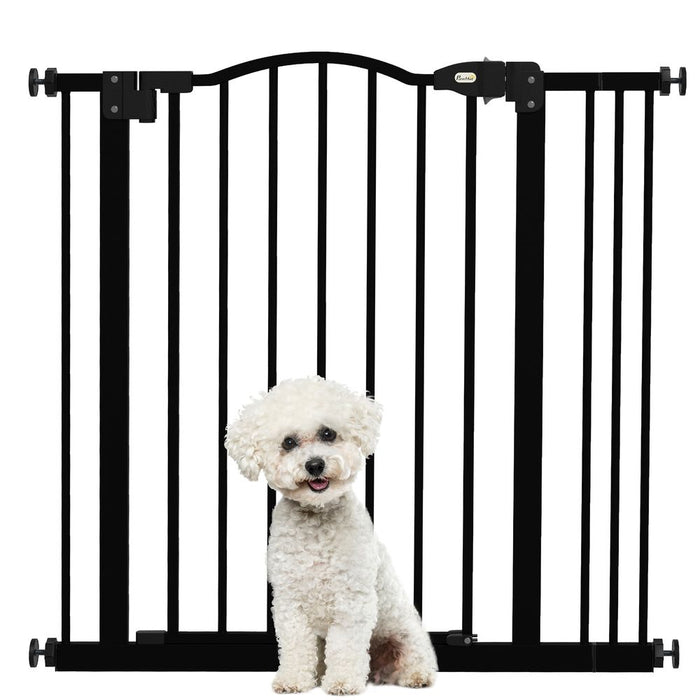 PawHut Adjustable Auto-Close Pet Gate - Black, 74-87cm