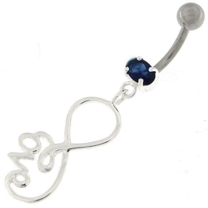 Infinity Love 925 Sterling Silver Belly Button Piercing