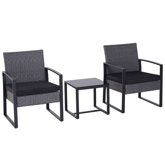 High Quality 3pc Rattan Dining Set - Weather Resistant Patio Bistro Table & Chairs