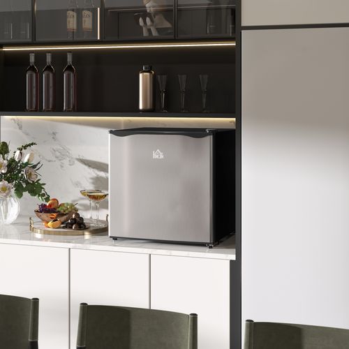 HOMCOM 46L Counter Top Fridge with Chiller Box Mini Fridge for Bedrooms Silver