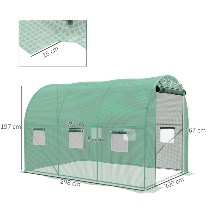 Outsunny Polytunnel Green House with Sprinkler System, Wide Door