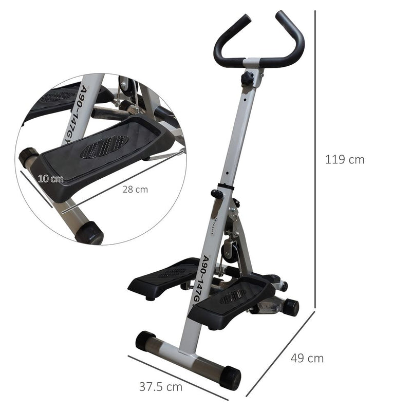HOMCOM Stepper w/Handle Hand Grip Workout Fitness Machine For Fitness Aerobic Exercise Home Gym Grey